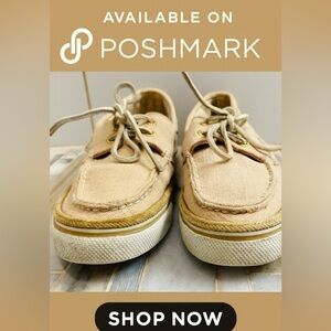Sperry Light Tan beige Boat Canvas Slip-Ons size 9